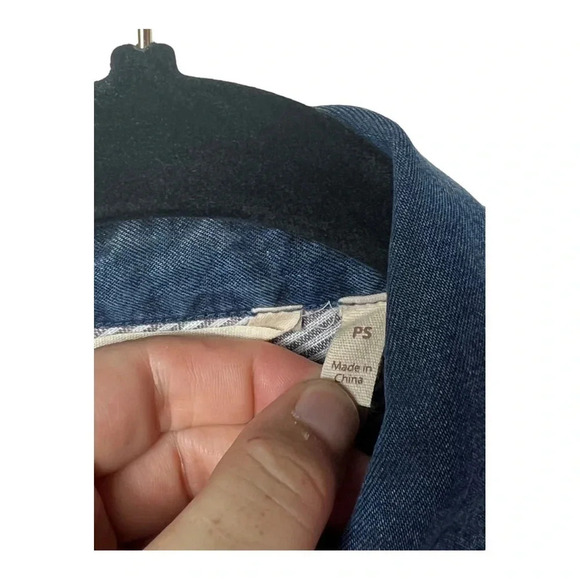 1252. SOFT SURROUNDINGS DENIM BUTTON UP TOP ROUND BOTTOM POCKETS SIZE SMALL BLUE - Picture 6 of 10